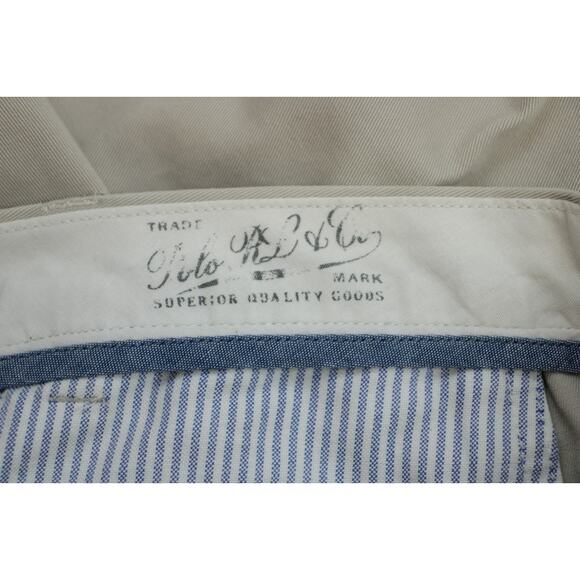 Polo Ralph Lauren Pants Mens Size 38 x 30 Khaki 100% Cotton Classic Fit Pleated - Picture 4 of 8